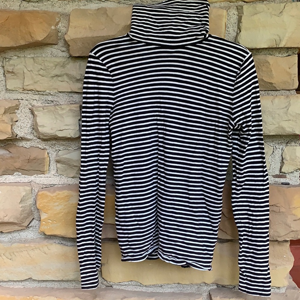 J.Crew Black & White Striped Turtleneck SZ S